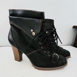 Ruff Hewn heeled boots side zip women's size Hawthorn size 7.5 black
